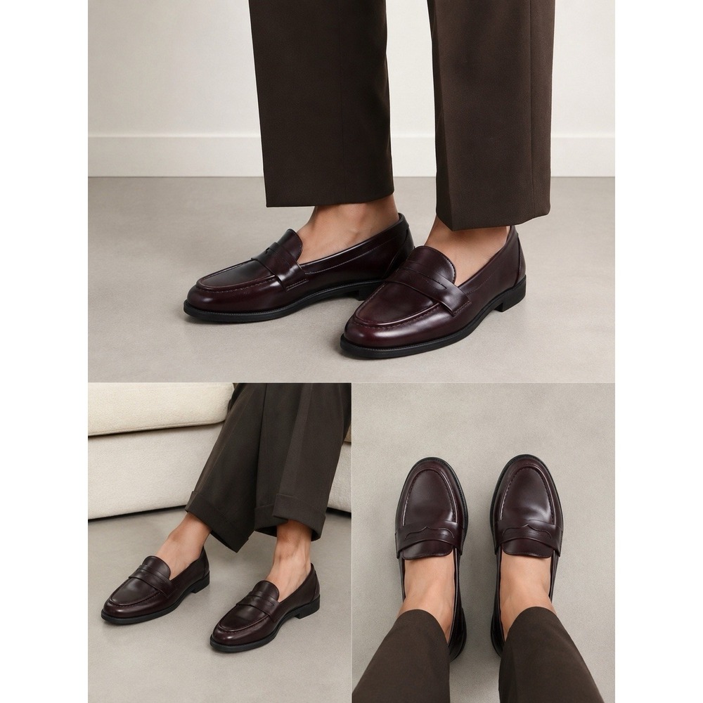 Dexflex Comfort Geneva Burgundy Penny Loafer Sz 10 Minimalist Academia Workwear